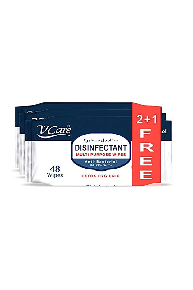 V Care Disinfectant Multi-Purpose Anti Bacterial Wipes - 48'S | Kills 99.9% Of Germs | Cleans And Protects Surfaces | Offer