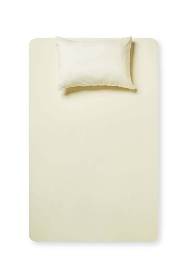 2- Piece Fitted Bedsheet Set Twin Size Microfiber Beige