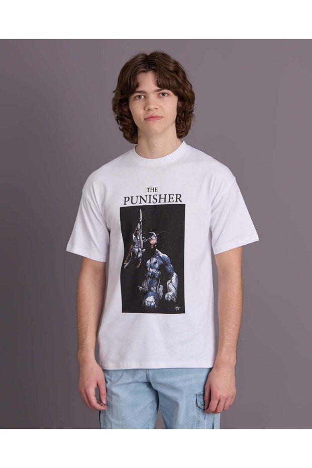 Senior Boys White Punisher Print T-Shirt