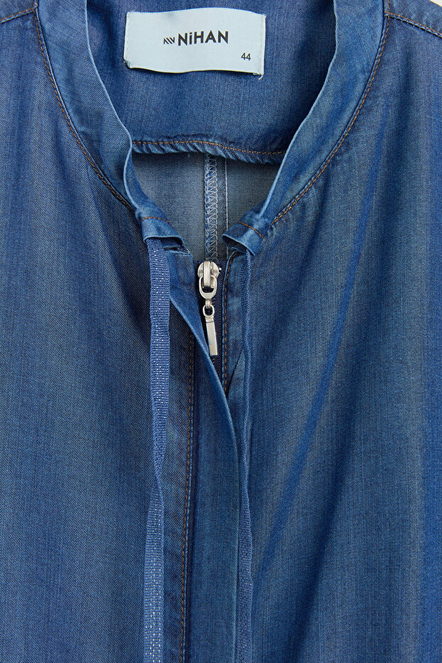 Plus Size Lyocell Overcoat - Indigo - 3