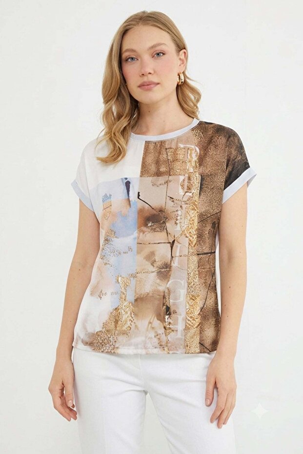 Deiigh Printed Crew Neck Casual T-Shirt