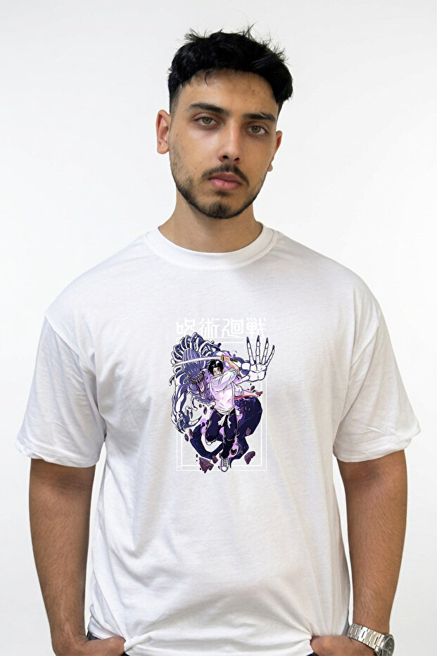 Jujutsu Kaisen_2 Design Printed Oversize White T-Shirt