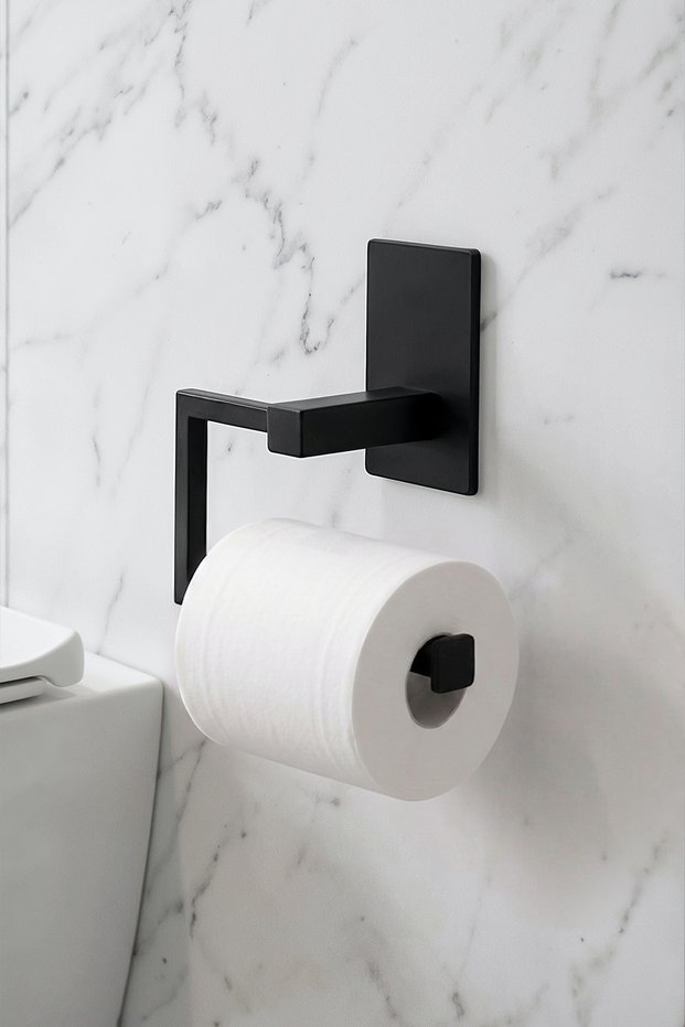 304 Stainless Steel Matte Black Toilet Paper Hanger Adhesive, Toilet Paper Holder Shiny Luxury