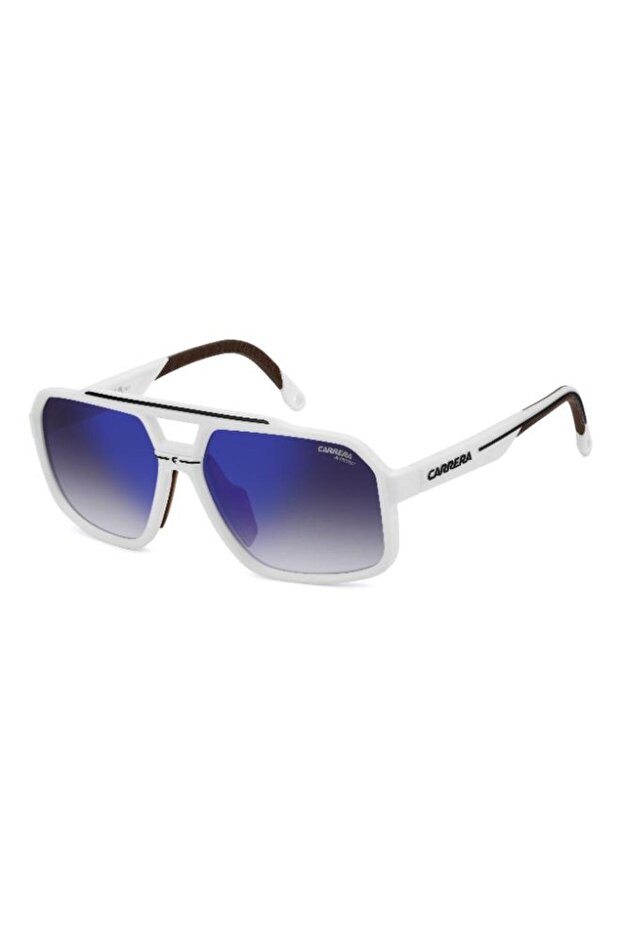 UV Protected Sunglasses Matte White Frame Grey Mirror Shaded Mirror Lens 61mm - C-SPORT-03/S-6HT