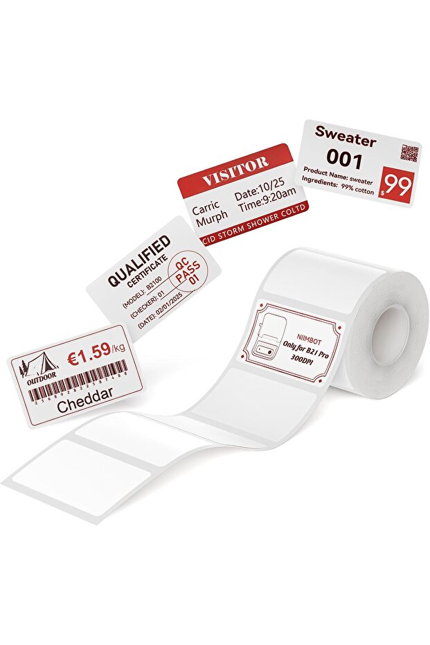 Red&Black Labels, Refill Sticker Papers for B21 Pro 300DPI Label Maker, Dual Color Printing (2''x1.18''/50x30mm)