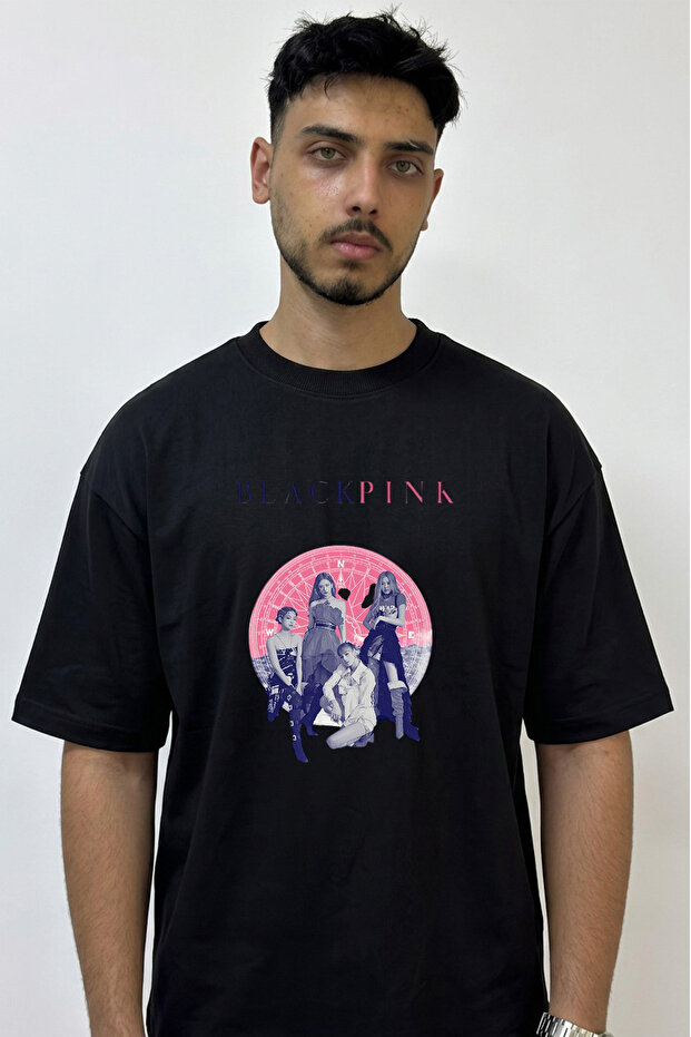 Blackpink_10 Design Printed Oversize Black T-Shirt