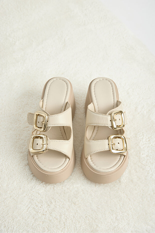 Women's Comfortable Fit Double Buckle Thick Soled Slippers