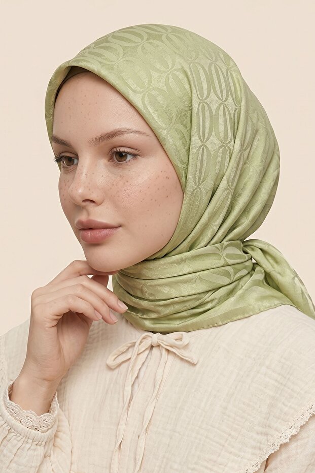 وشاح أيروبين جاكار بنمط بيضاوي - أخضر فستقي