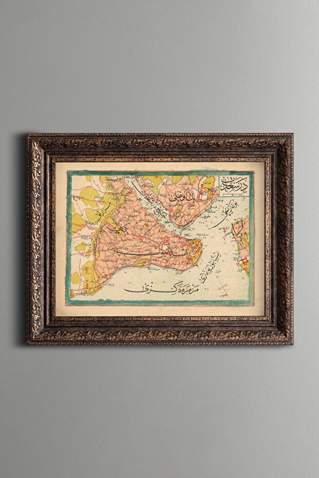 خريطة اسطنبول 1909 - لوحة بنمط عتيق - نموذج سميك