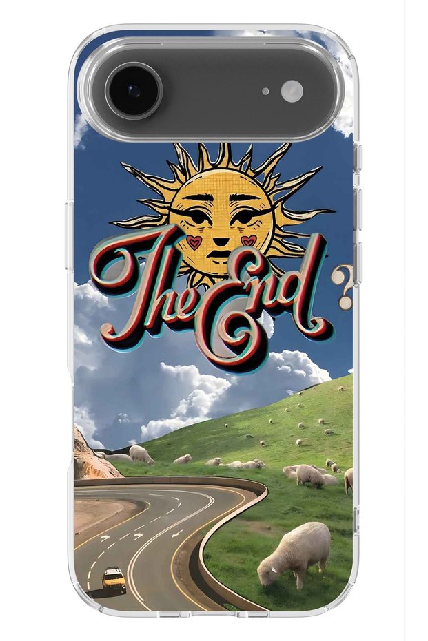 iPhone 17 Air Compatible Retro Sun Path Pattern Transparent Phone Case