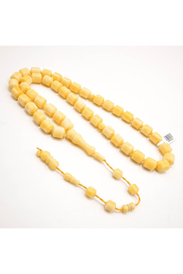 Luxury Amber Imitation Mastic Rosary 45 Beads 12.5x15mm Creamy White Prayer Beads 92g Premium Tasbih