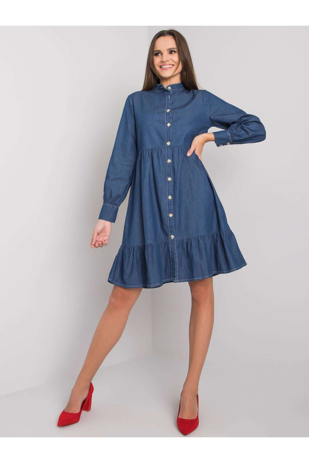 Rochie Dama Maxi, Lejera, RUE PARIS, Albastru Eleganta Office Marimi Mari - 2