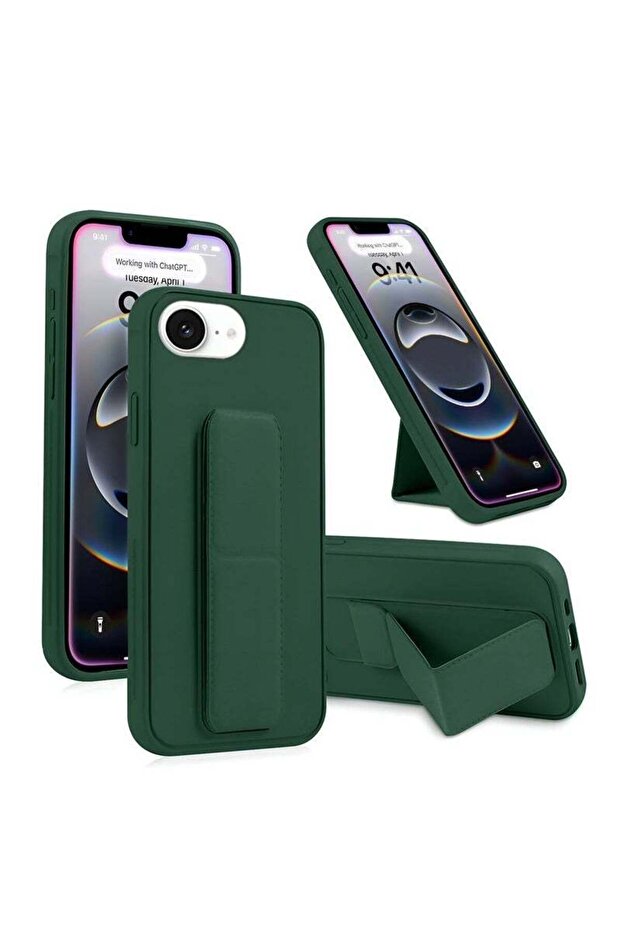 Apple iPhone 16e 5G 2025 Hand Grip Foldable Magnetic Kickstand Wrist Strap Finger Grip Case