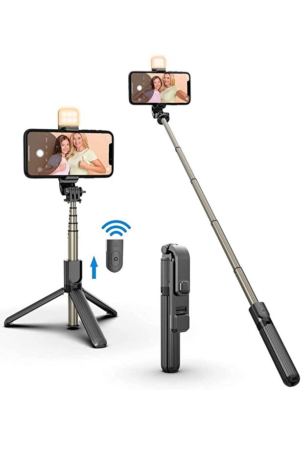 Selfie Stick with Tripod Stand Dimmable LED light Wireless Bluetooth Tripod Selfie Stick with Detachable Remote