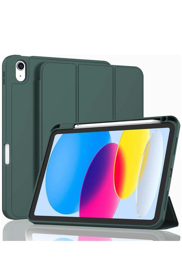 iPad 10th Generation Case (10.9 Inch, 2022) – Smart Case with Pencil Holder, Soft TPU Back, Auto Wake/Sleep Support – New Midnight Green