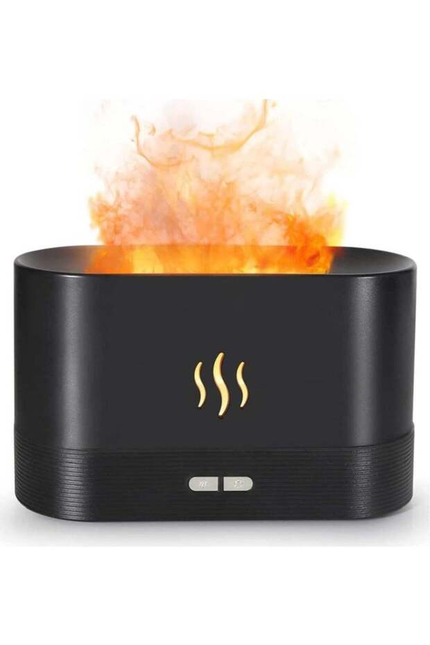 Humidifier Flame Aroma Diffuser Aromatherapy Light Mist Atomizer Auto Off Protection for Spa Home Yoga Office 180ml Black