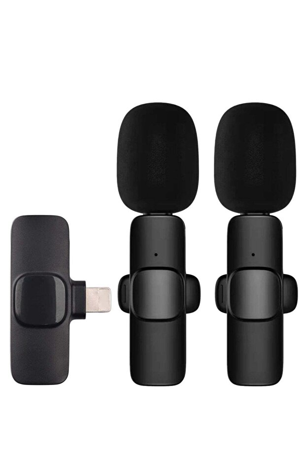 Mini Wireless Clip-on Lavalier Microphone Omnidirectional Mic 2 Transmitter 1 Receiver for iOS Smartphone