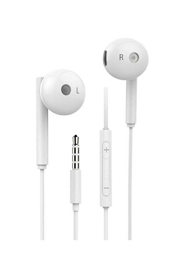 Earphone with an Aux Output and Noise Isolation, Control Buttons With a Microphone White