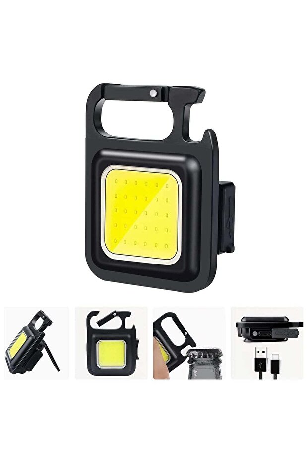 Mini Flashlight, 800Lumens COB Bright Rechargeable Keychain Flashlights, Black, LEDLIG01-B