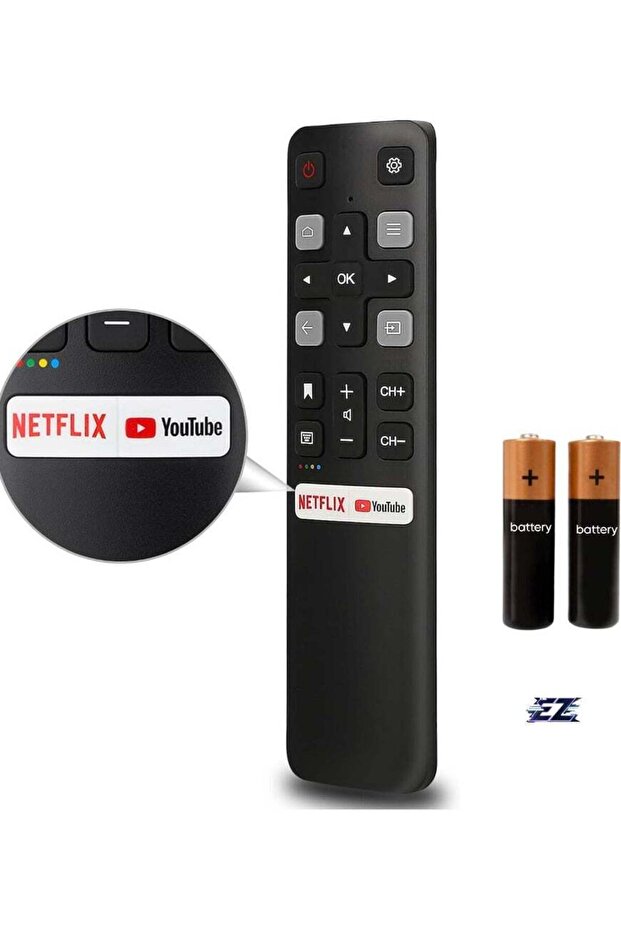 Replacement Remote Control for All TCL TVs, Compatible with All TCL Android 4K UHD Smart TVs (No Voice Command) – With Battery