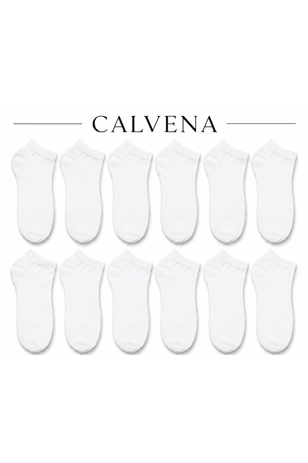 Unisex 12 Pairs of White Soft Textured Booties Socks