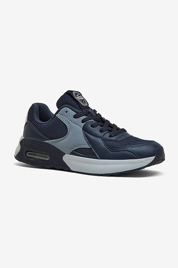 Women Mystery Memory Foam Lace-Up Sneakers-Navy