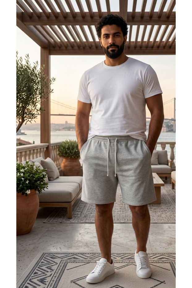Men's Lace-Up Casual Shorts with Pockets