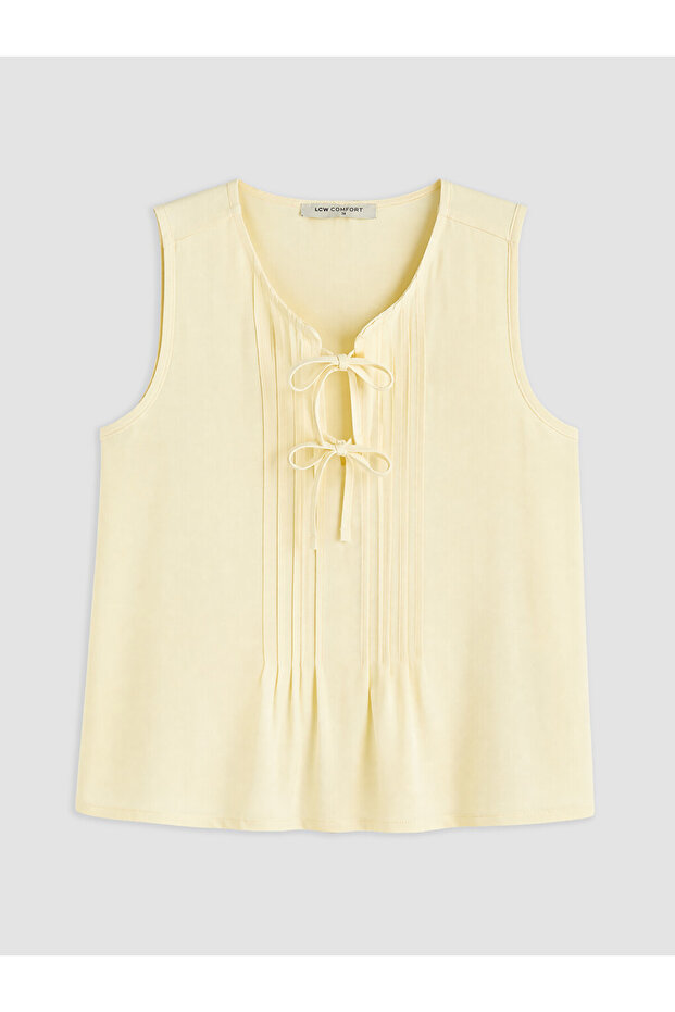 Sparkling Choices Tie-Up Roba Collar Pleated Blouse from Shining Store