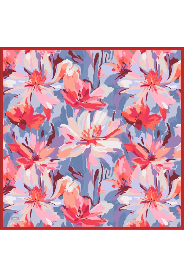 Twill Silk Patterned Scarf 4315D Batik Pattern 55-Multicolor - 3