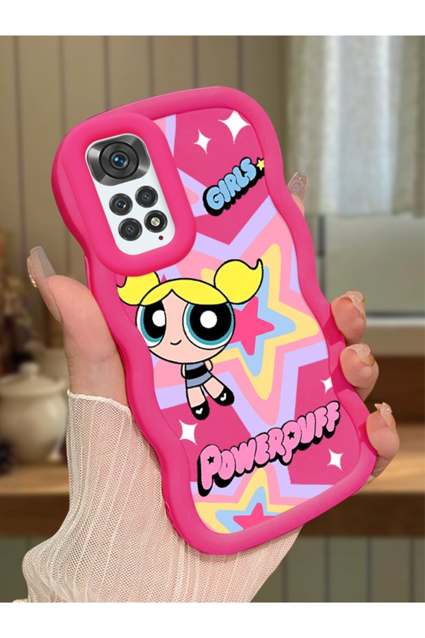 Redmi Note 11 Compatible Case Camera Protector Red Silicone Couple Phone Case Powerpuff Pattern