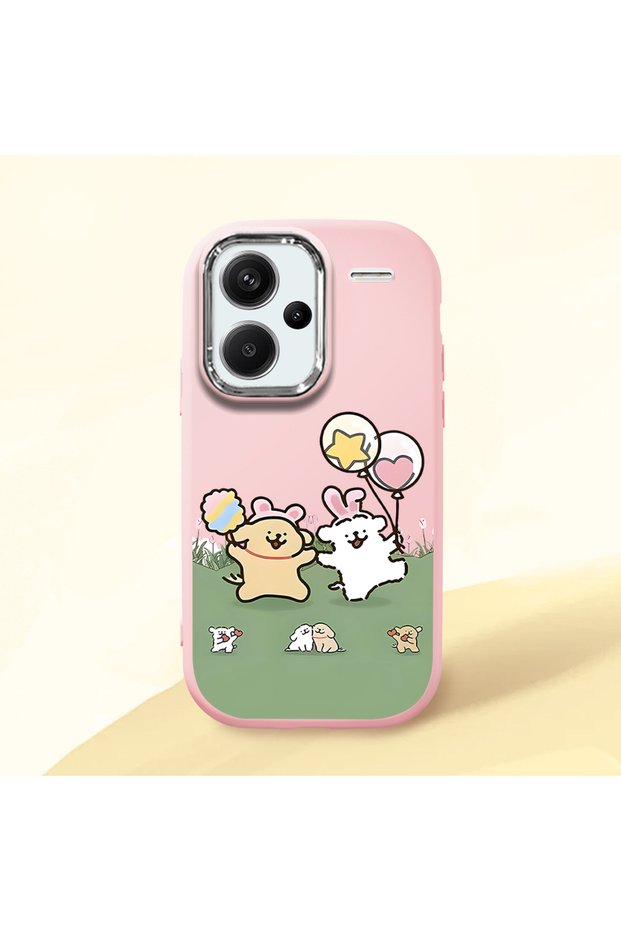 Redmi Note 13 Pro Plus 5g Compatible Case with Camera Protection Pink Silicone Couple Phone Case with Line Pattern