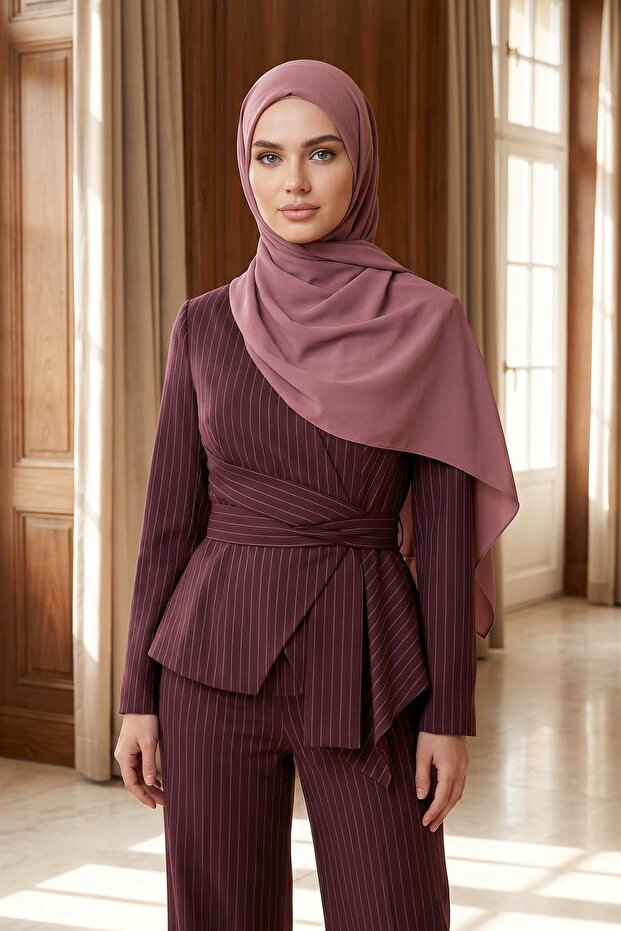 Hijab Non-Slip Triangle Crepe Shawl, Ps-63, Dried Rose