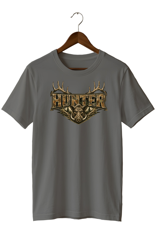 تي شيرت رجالي مطبوع عليه تصميم خاص من نوع Camouflage Hunter Wild Boar