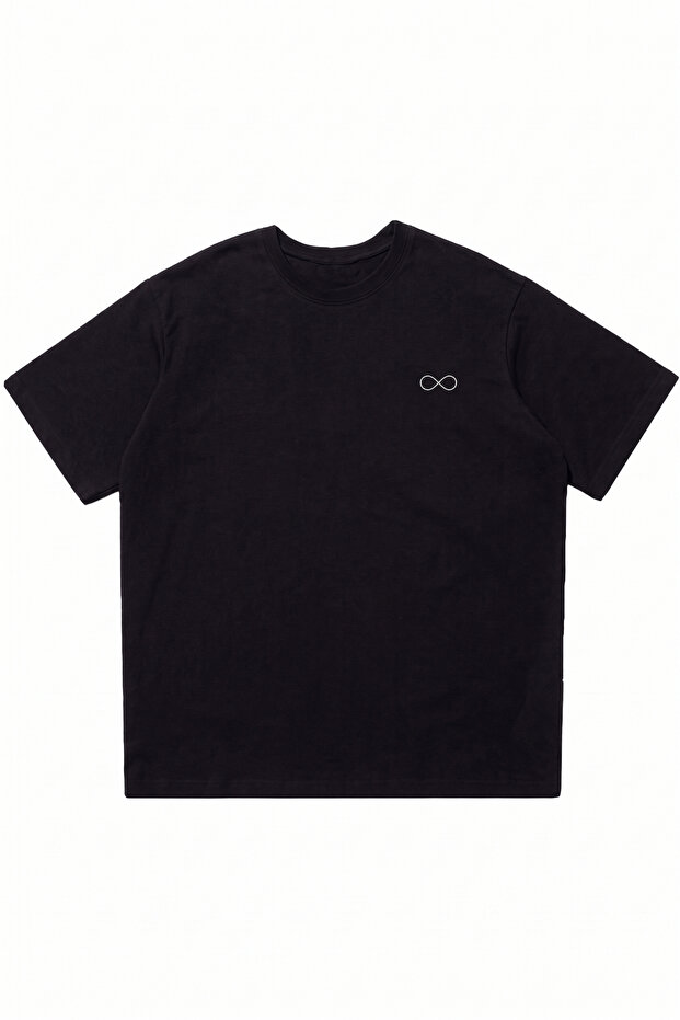 Infinity Printed Black Oversize Crew Neck T-Shirt