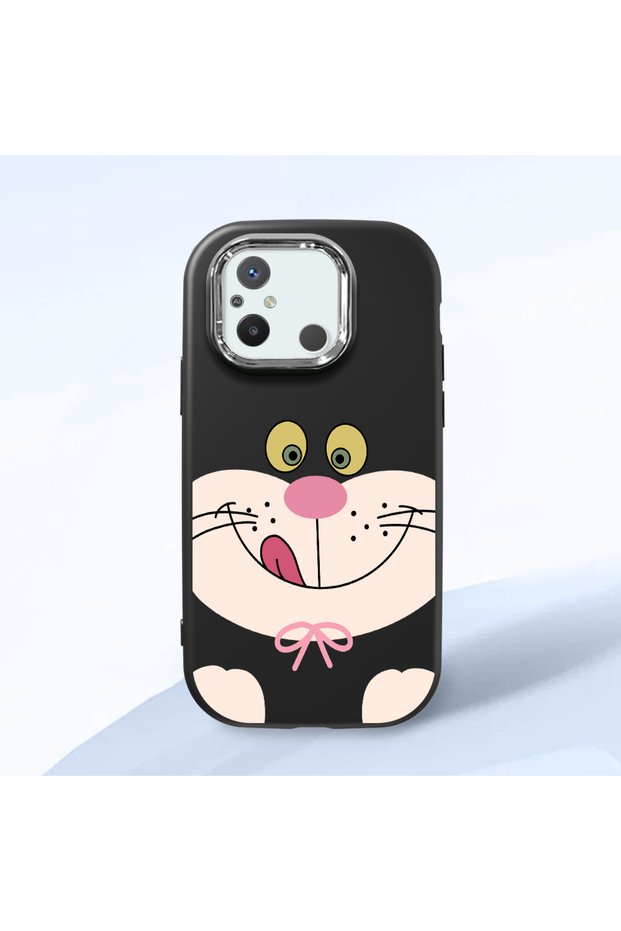 Redmi 12C Compatible Case Camera Protective Black Silicone Couple Phone Case Cute Patterned