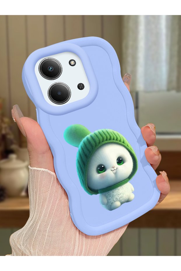 Redmi 15C 5g Compatible Case Camera Protection Blue Silicone Couple Phone Case Cute Pattern