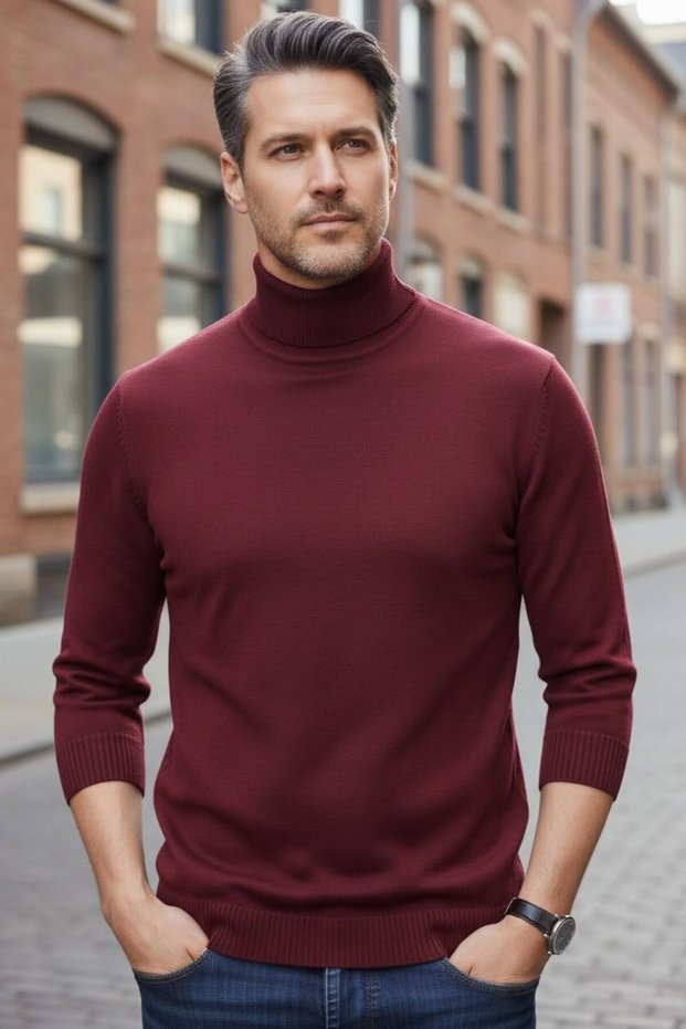 Men's Non-Pilling Throat Knitwear Sweater Fisherman Knitwear Sweater