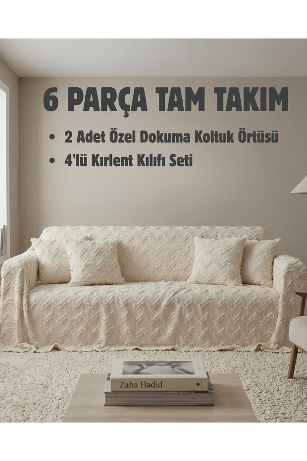 6-Piece Sofa Cover and Throw Pillow Cover Set – 2-Piece 170X210 Non-Slip Sofa Cover + 4-Piece 45X45 Throw Pillow Covers Full Set
