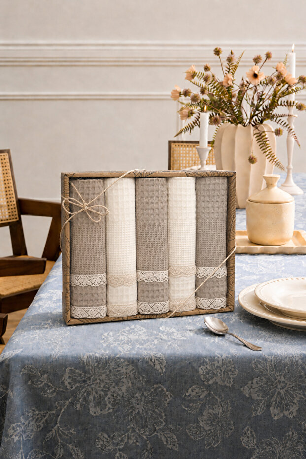 100% Cotton Lace Kitchen Napkin Set of 5 - Quick-Drying Soft Napkin Set