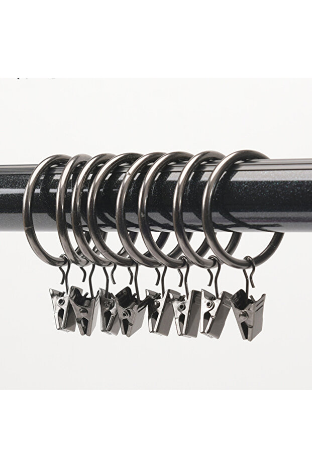Dark Grey 20pc 20 Pack Curtain Rings with Clips, Drapery Clips with Rings, Drapes Rings 1.26 in Inte
