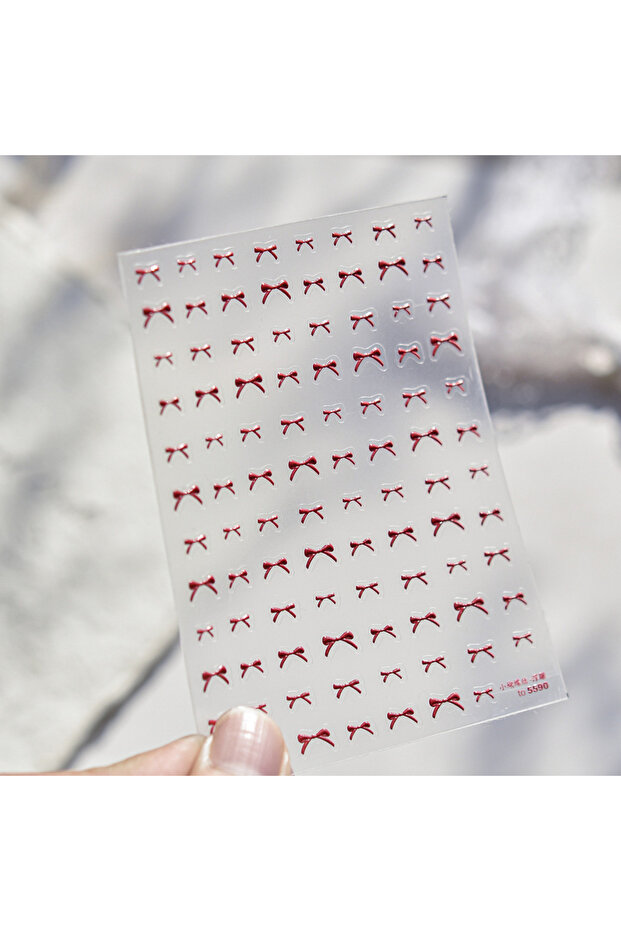 NAILFYOU to5590 1pcs Exqusitive Mini Bows Nail Stickers 5D Reliefs Nail Art Stickers White Black Red