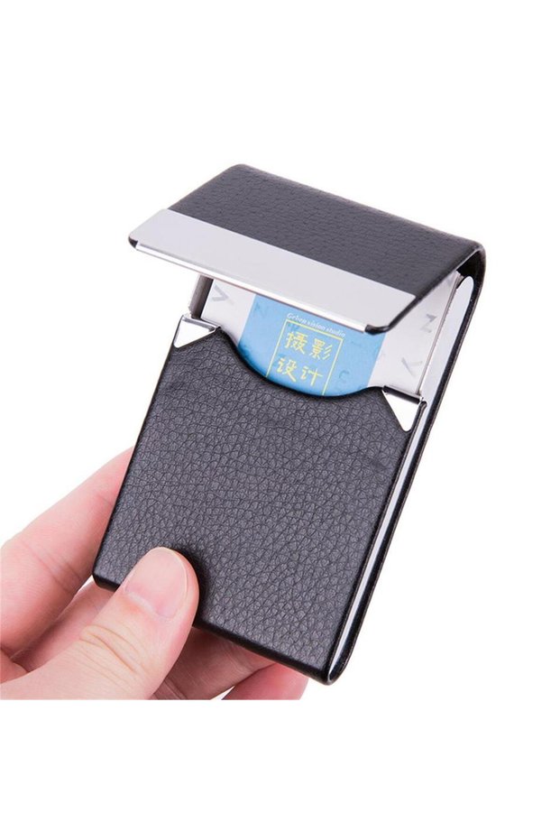 black HOMEFISH New Holder Fashion Purse Anti-theft Case with Cover for Cards ID Smart Ca