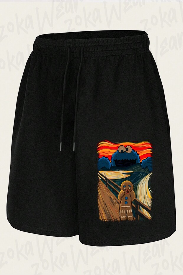 Unisex Cookie Monster Design Printed Shorts