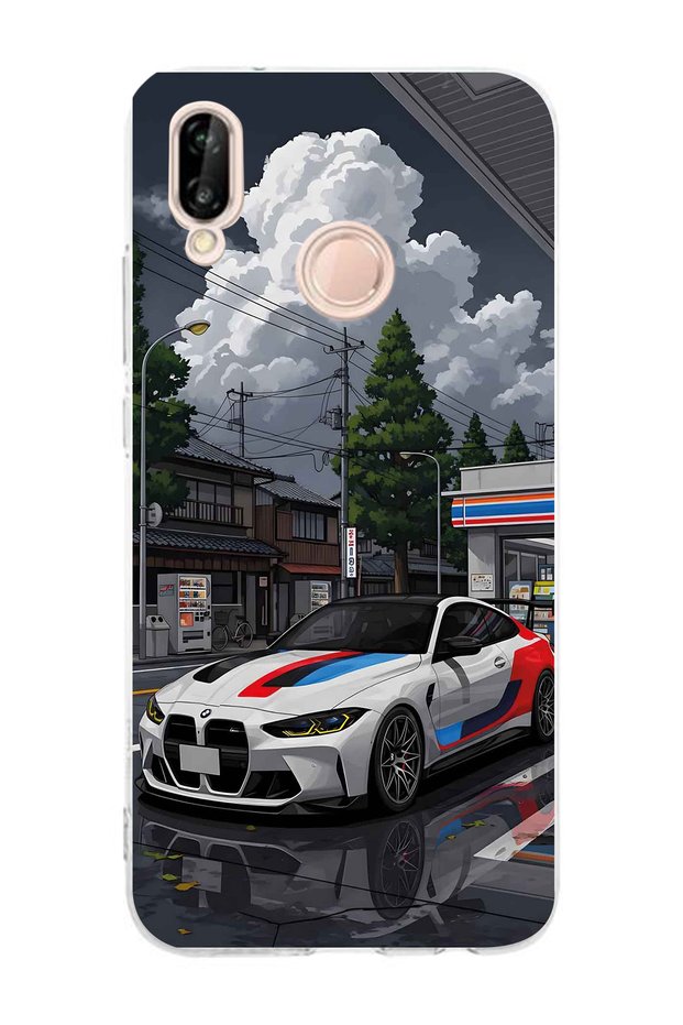 حافظة هاتف شفافة متوافقة مع هواوي P20 لايت بنمط BMW