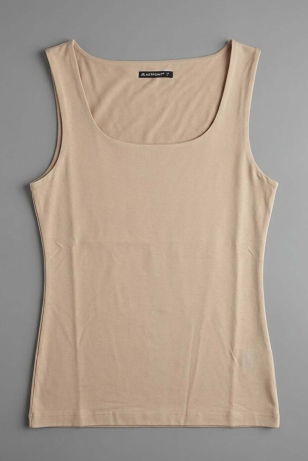Trend42Plus Large Size Thick Strap Basic Top - Beige - 3