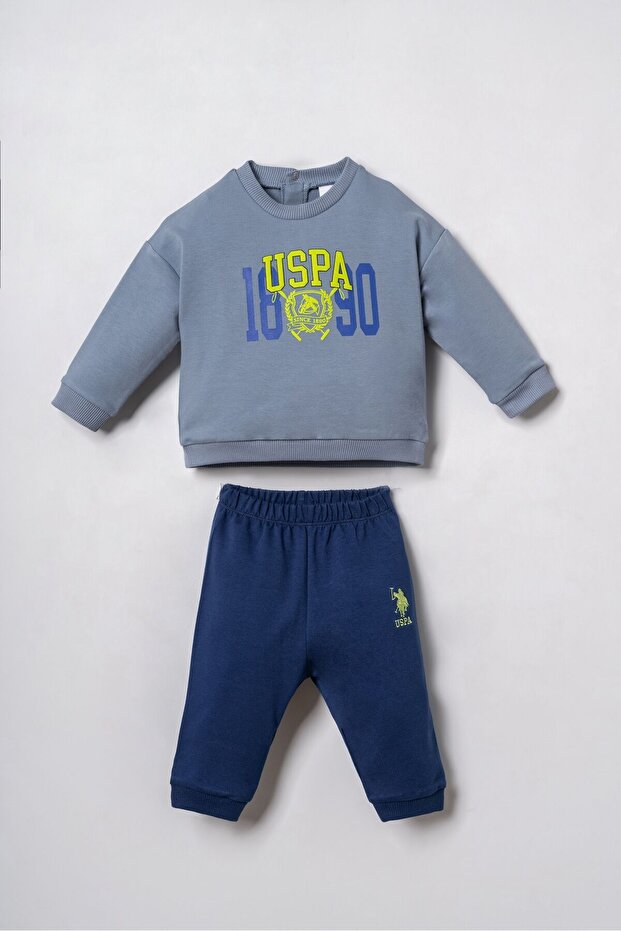 Printed Baby Boy Blue Tracksuit Set Usb3167-C-V2