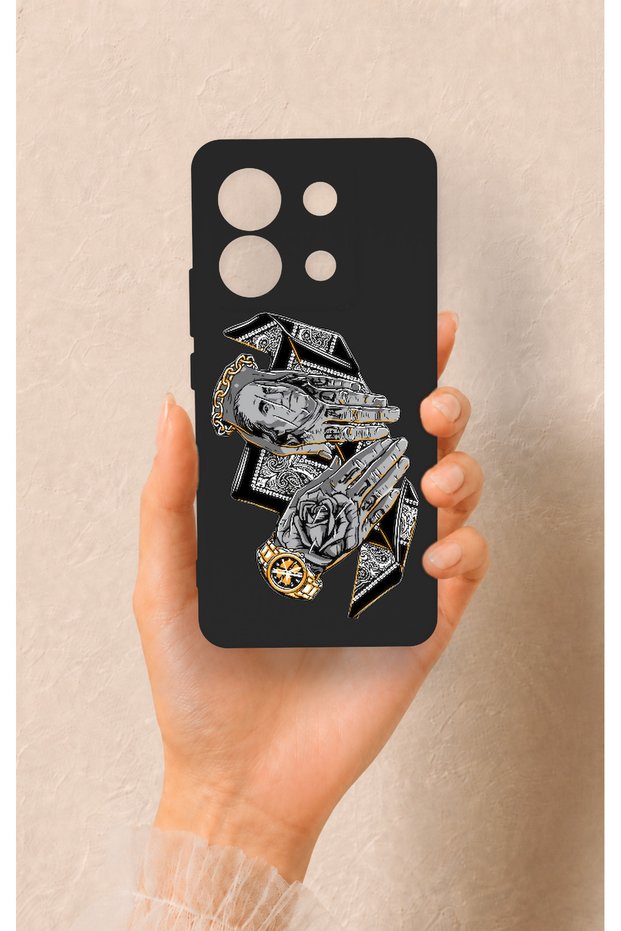 حافظة سيليكون منقوشة مصنوعة يدويًا متوافقة مع هاتف Redmi Note 13 Pro 5G