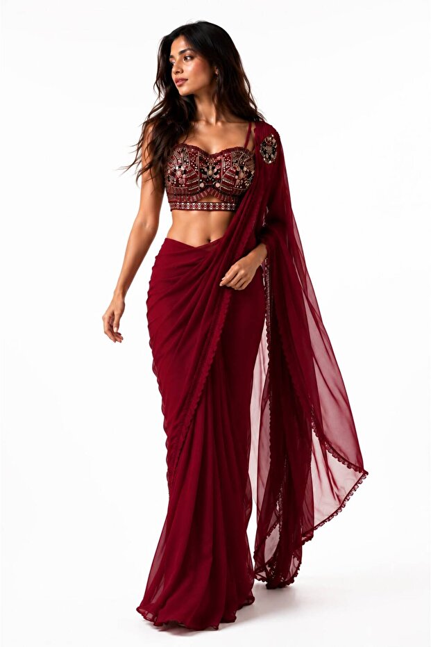 Pre-Draped Saree Set - 1