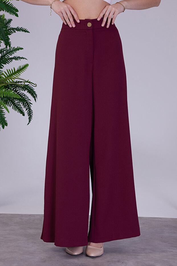 Nills Crepe Fabric Elastic Waist Comfortable Fit Women's Trousers Nills00004