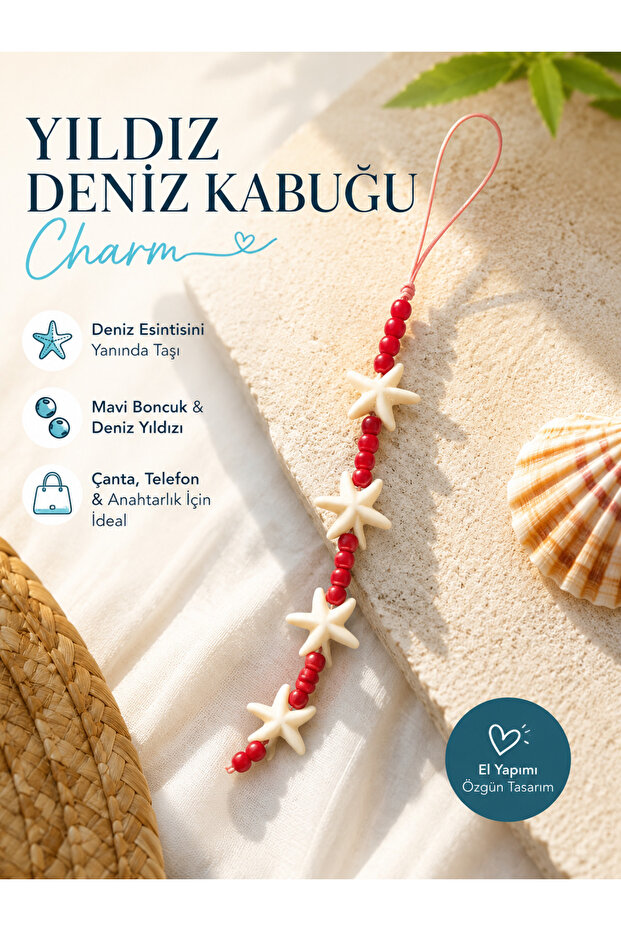 Starfish Phone Charm – Beaded Bag and Keychain Accessory